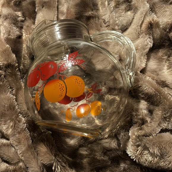 Anchor Hocking Vintage Glass Pitcher Fruit Tilted Ball Design Small Juice Orange - Picture 3 of 8